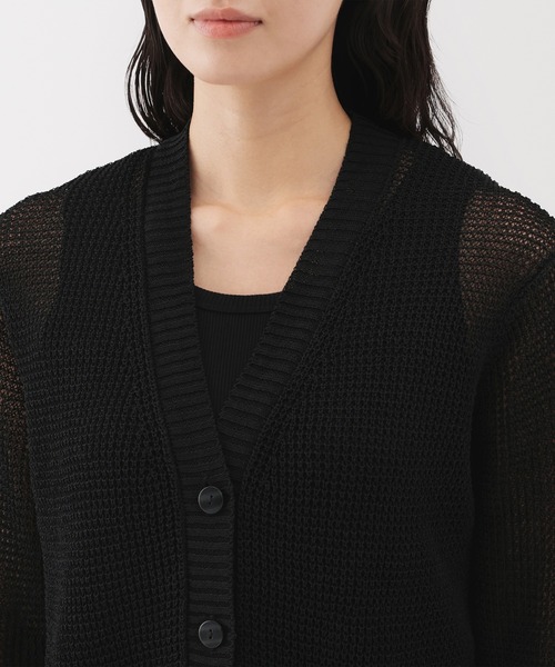 無印良品（ムジルシリョウヒン）の「婦人　ヘンプ混メッシュＶネックカーディガン（カーディガン/ボレロ・レディース・ブラック/ブルー/ベージュ・L/M/S/XL）」の19枚目の写真