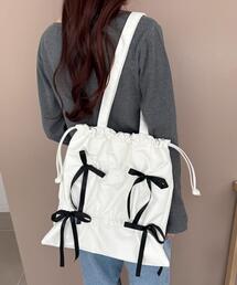 WEGO/ドロストリボンギャザートート