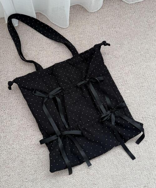 WEGO（ウィゴー）の「WEGO/ドロストリボンギャザートート（トートバッグ・レディース・スカイブルー/ブラック/ホワイト/レッド/ブラック系その他・FREE）」の20枚目の写真