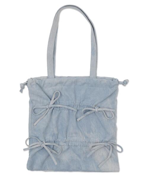 WEGO（ウィゴー）の「WEGO/ドロストリボンギャザートート（トートバッグ・レディース・スカイブルー/ブラック/ホワイト/レッド/ブラック系その他・FREE）」の22枚目の写真