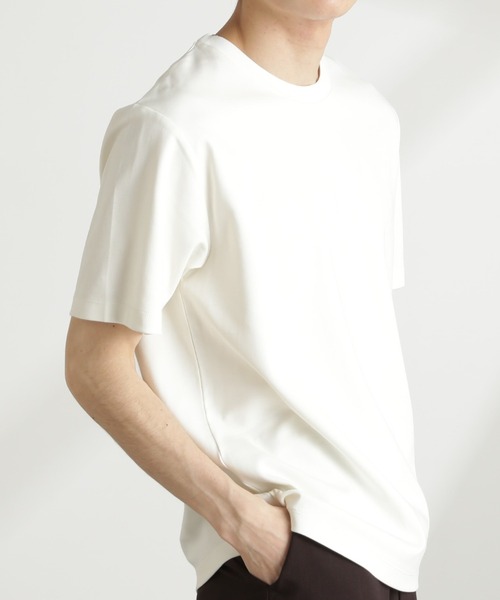 NANO universe(ナノユニバース)の「ダブルスムースクルーネックTシャツ 半袖(Tシャツ/カットソー・メンズ・ダークグレー/ホワイト/カーキ/ブラック・XL/L/M/S)」の2枚目の写真