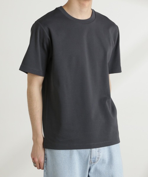 NANO universe(ナノユニバース)の「ダブルスムースクルーネックTシャツ 半袖(Tシャツ/カットソー・メンズ・ダークグレー/ホワイト/カーキ/ブラック・XL/L/M/S)」の3枚目の写真