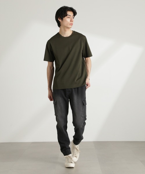 NANO universe(ナノユニバース)の「ダブルスムースクルーネックTシャツ 半袖(Tシャツ/カットソー・メンズ・ダークグレー/ホワイト/カーキ/ブラック・XL/L/M/S)」の21枚目の写真