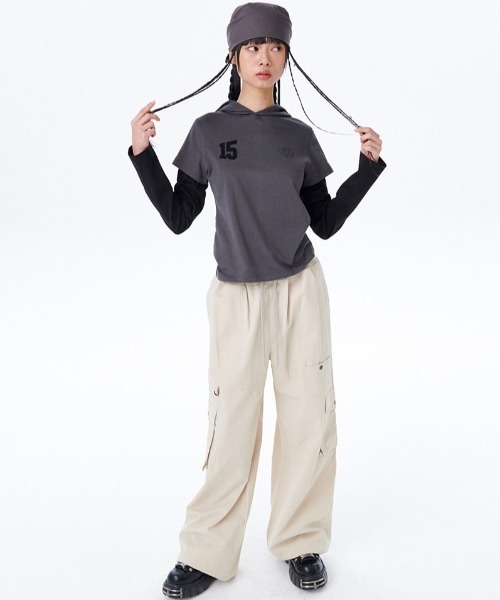 tシャツ A'GEM/9 × .kom 「runningHIGH/ランニングハイ」 LAYERED SLEEVE HOOD TEE/レイヤードスリーブ A'GEM/9 × .kom 『runningHIGH/ランニングハイ』 LAYERED SLEEVE