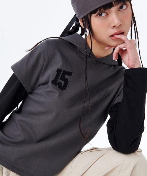 tシャツ A'GEM/9 × .kom 「runningHIGH/ランニングハイ」 LAYERED SLEEVE HOOD TEE/レイヤードスリーブ A'GEM/9 × .kom 『runningHIGH/ランニングハイ』 LAYERED SLEEVE