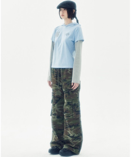 runningHIGH(ランニングハイ)の「A'GEM/9 × .kom 『runningHIGH/ランニングハイ』 LAYERED SLEEVE HOOD TEE/レイヤードスリーブフード長袖Tシャツ(Tシャツ/カットソー・レディース・ホワイト/ブルー/チャコールグレー・FREE)」の9枚目の写真