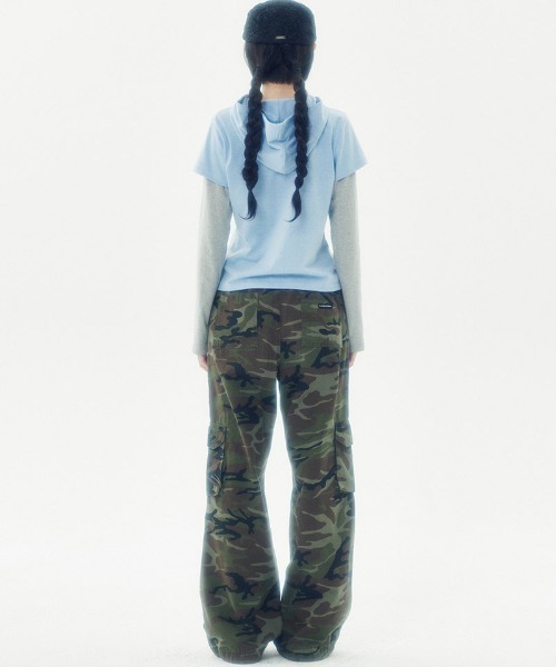 runningHIGH(ランニングハイ)の「A'GEM/9 × .kom 『runningHIGH/ランニングハイ』 LAYERED SLEEVE HOOD TEE/レイヤードスリーブフード長袖Tシャツ(Tシャツ/カットソー・レディース・ホワイト/ブルー/チャコールグレー・FREE)」の6枚目の写真