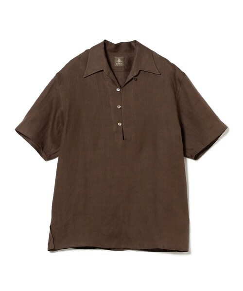 BEAMS F（ビームスエフ）の「【別注】Paul Stuart / リネン ハーフスリーブ プルオーバーシャツ（シャツ/ブラウス・メンズ・レッド系その他/ブラウン/ブラック・48/44/50/46）」の7枚目の写真
