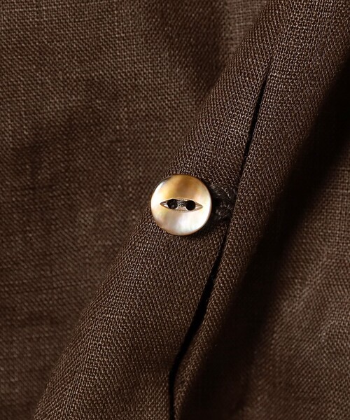 BEAMS F（ビームスエフ）の「【別注】Paul Stuart / リネン ハーフスリーブ プルオーバーシャツ（シャツ/ブラウス・メンズ・レッド系その他/ブラウン/ブラック・48/44/50/46）」の9枚目の写真