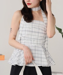 ROOPTOKYO | チェック柄ペプラムベアトップス(チューブトップ)