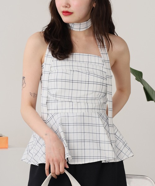 ROOPTOKYO（ループトウキョウ）の「チェック柄ペプラムベアトップス（チューブトップ・レディース・ブルー/ブラック/アイボリー・FREE）」の12枚目の写真