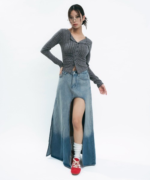 Clum(クルム)の「Light slub knit cardigan / ライトスラブニットカーディガン(カーディガン/ボレロ・レディース・ライトピンク/チャコールグレー/カーキオリーブ・MEDIUM/SMALL)」の11枚目の写真