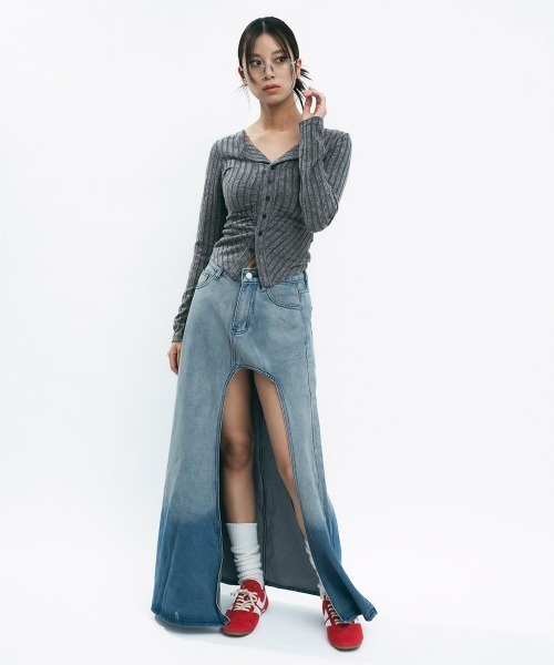 Clum(クルム)の「Light slub knit cardigan / ライトスラブニットカーディガン(カーディガン/ボレロ・レディース・ライトピンク/チャコールグレー/カーキオリーブ・MEDIUM/SMALL)」の12枚目の写真