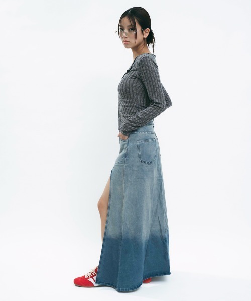 Clum(クルム)の「Light slub knit cardigan / ライトスラブニットカーディガン(カーディガン/ボレロ・レディース・ライトピンク/チャコールグレー/カーキオリーブ・MEDIUM/SMALL)」の14枚目の写真
