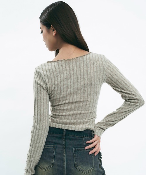 Clum(クルム)の「Light slub knit cardigan / ライトスラブニットカーディガン(カーディガン/ボレロ・レディース・ライトピンク/チャコールグレー/カーキオリーブ・MEDIUM/SMALL)」の20枚目の写真