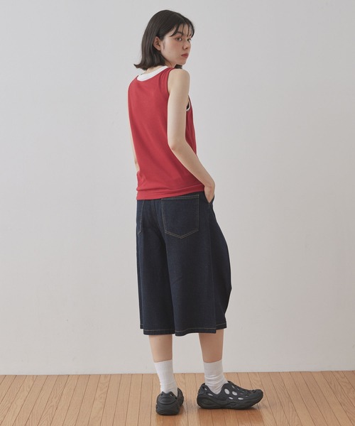 Unblend(アンブレンド)の「【Unblend】ボックスプリーツ デニム ハーフパンツ(デニムパンツ・レディース・ネイビー/ブラック・S/M)」の11枚目の写真
