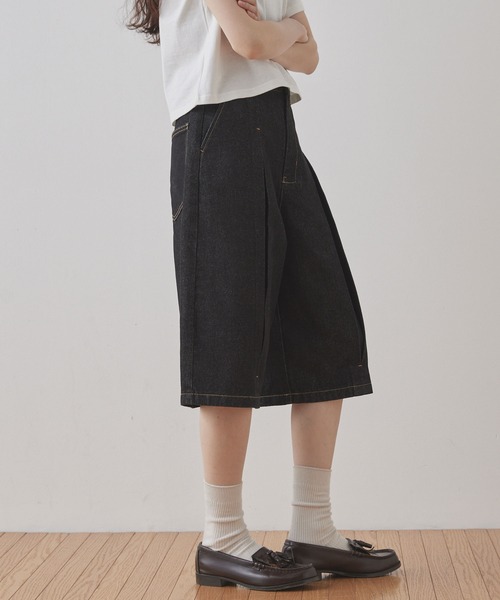 Unblend(アンブレンド)の「【Unblend】ボックスプリーツ デニム ハーフパンツ(デニムパンツ・レディース・ネイビー/ブラック・S/M)」の17枚目の写真