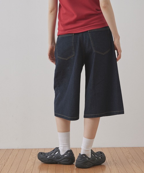 Unblend(アンブレンド)の「【Unblend】ボックスプリーツ デニム ハーフパンツ(デニムパンツ・レディース・ネイビー/ブラック・S/M)」の7枚目の写真