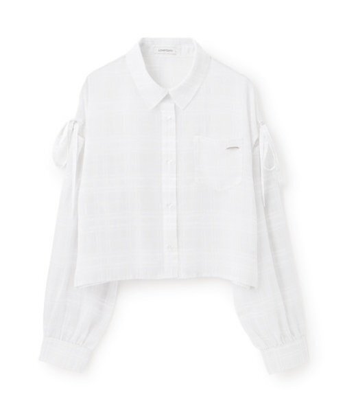 LOVETOXIC（ラブトキシック）の「チェックシアーシャツ（シャツ/ブラウス・キッズ・ブラック/オフホワイト/サックスブルー・M:150cm/S:140cm/L:160cm）」の5枚目の写真