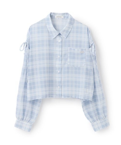 LOVETOXIC（ラブトキシック）の「チェックシアーシャツ（シャツ/ブラウス・キッズ・ブラック/オフホワイト/サックスブルー・M:150cm/S:140cm/L:160cm）」の6枚目の写真