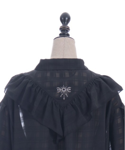 axes femme POETIQUE(アクシーズファムポエティック)の「シアーチェックフリルシャツ(シャツ/ブラウス・レディース・ブラック/グリーン/ホワイト・MEDIUM)」の16枚目の写真