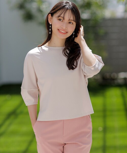 ANY SIS(エニィスィス)の「スーピマスムース クロップド Tシャツ(Tシャツ/カットソー・レディース・アイボリー系/レッド系/ホワイト系1/ライトイエロー系/グリーン系/ダルブルー系/グレー系1/ブラック系・2)」の5枚目の写真