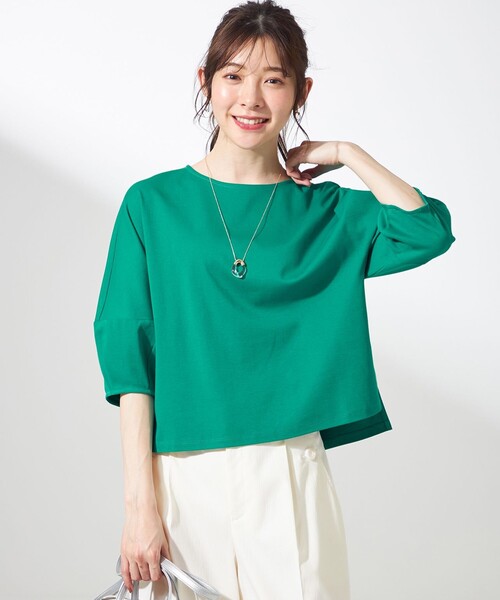 ANY SIS(エニィスィス)の「スーピマスムース クロップド Tシャツ(Tシャツ/カットソー・レディース・アイボリー系/レッド系/ホワイト系1/ライトイエロー系/グリーン系/ダルブルー系/グレー系1/ブラック系・2)」の19枚目の写真