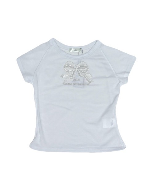 PAIN(ペイン)の「スパンコールリボンTシャツ(Tシャツ/カットソー・レディース・ホワイト/ブラック/ピンク・FREE)」の3枚目の写真
