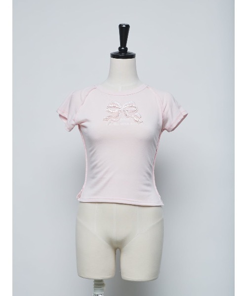 PAIN(ペイン)の「スパンコールリボンTシャツ(Tシャツ/カットソー・レディース・ホワイト/ブラック/ピンク・FREE)」の5枚目の写真