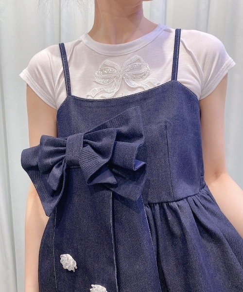 PAIN(ペイン)の「スパンコールリボンTシャツ(Tシャツ/カットソー・レディース・ホワイト/ブラック/ピンク・FREE)」の10枚目の写真