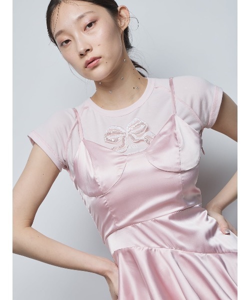 PAIN(ペイン)の「スパンコールリボンTシャツ(Tシャツ/カットソー・レディース・ホワイト/ブラック/ピンク・FREE)」の11枚目の写真