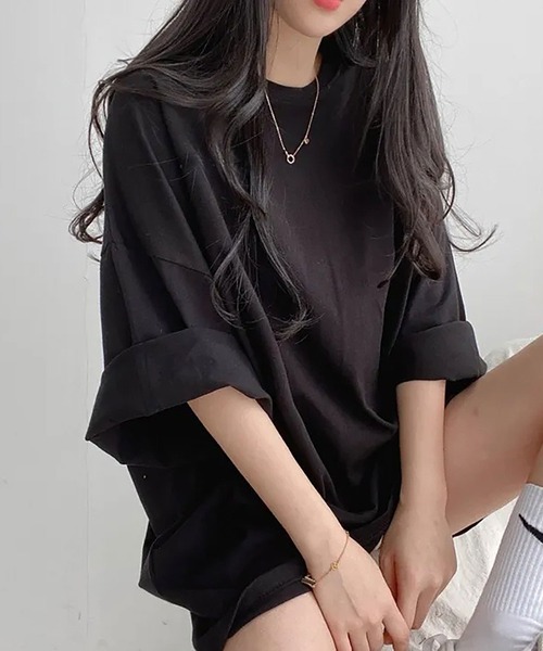 NinaetLina(ニナエリナ)の「フルムーンプリントオーバーサイズTシャツ(Tシャツ/カットソー・レディース・ホワイト/ブラック/ブルー/チャコールグレー・FREE)」の12枚目の写真