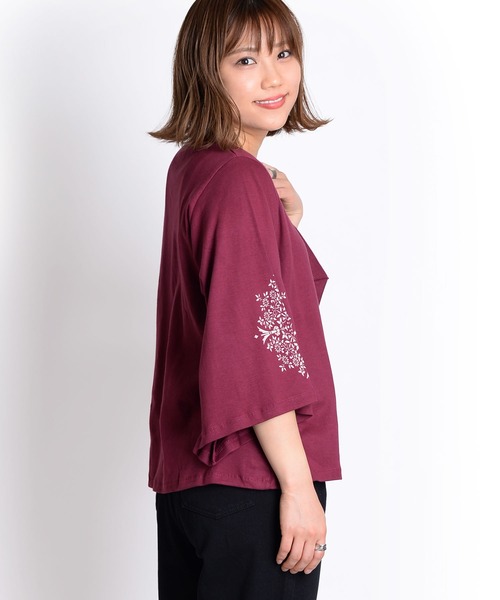 MARAI(マーライ)の「フレア七分袖カットソー こなれ感(Tシャツ/カットソー・レディース・カーキ/マジェンタ/ブラック・FREE)」の14枚目の写真