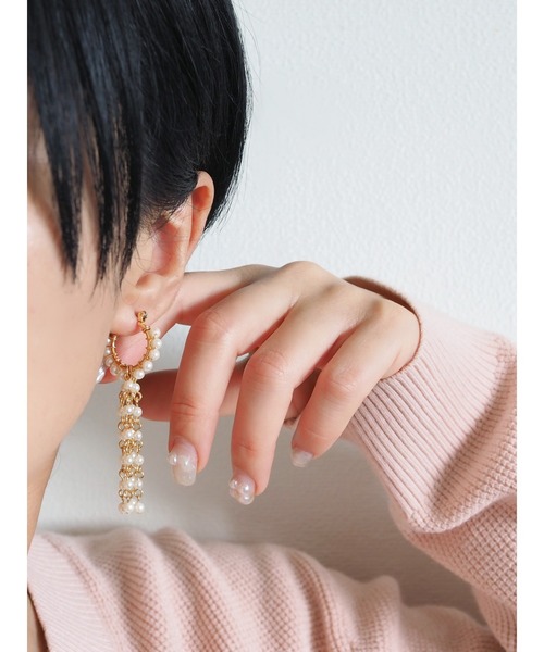 パール フープ ピアス ハワイ Bella Anela #240 kanade】パールタッセルフープピアス(MA)（ピアス（両耳用