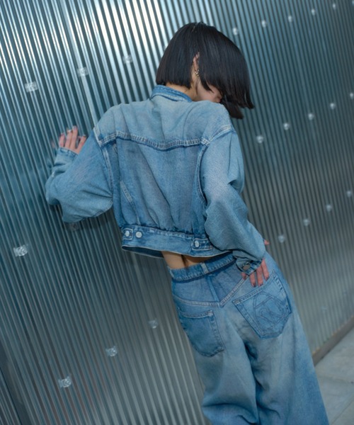 THINGS THAT MATTER（シングス ザット マター）の「DENIM PRINT SHEER BLOUSON / デニムプリントシアーブルゾン（ブルゾン・レディース・ブルー・FREE）」の18枚目の写真