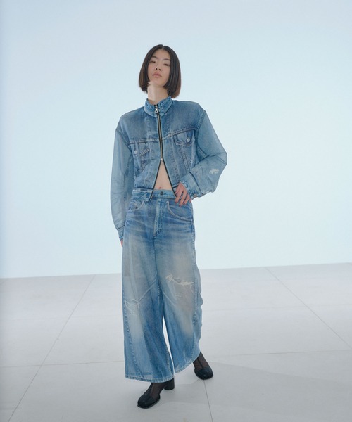 THINGS THAT MATTER（シングス ザット マター）の「DENIM PRINT SHEER BLOUSON / デニムプリントシアーブルゾン（ブルゾン・レディース・ブルー・FREE）」の14枚目の写真