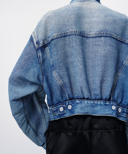 THINGS THAT MATTER（シングス ザット マター）の「DENIM PRINT SHEER BLOUSON / デニムプリントシアーブルゾン（ブルゾン・レディース・ブルー・FREE）」の7枚目の写真