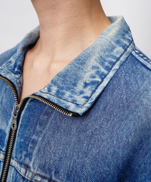 THINGS THAT MATTER（シングス ザット マター）の「DENIM PRINT SHEER BLOUSON / デニムプリントシアーブルゾン（ブルゾン・レディース・ブルー・FREE）」の8枚目の写真