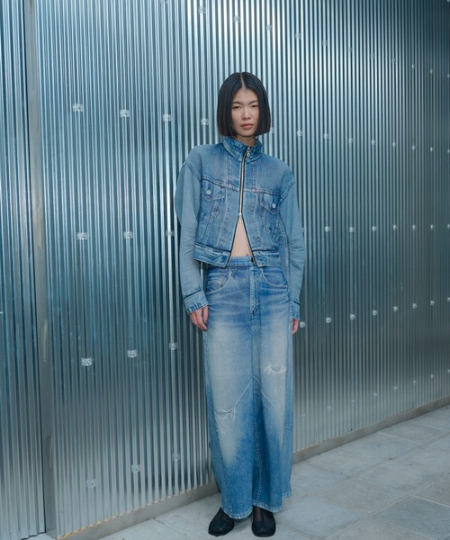 THINGS THAT MATTER（シングス ザット マター）の「DENIM PRINT SHEER BLOUSON / デニムプリントシアーブルゾン（ブルゾン・レディース・ブルー・FREE）」の16枚目の写真