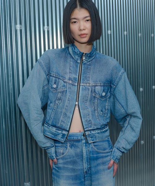THINGS THAT MATTER（シングス ザット マター）の「DENIM PRINT SHEER BLOUSON / デニムプリントシアーブルゾン（ブルゾン・レディース・ブルー・FREE）」の15枚目の写真