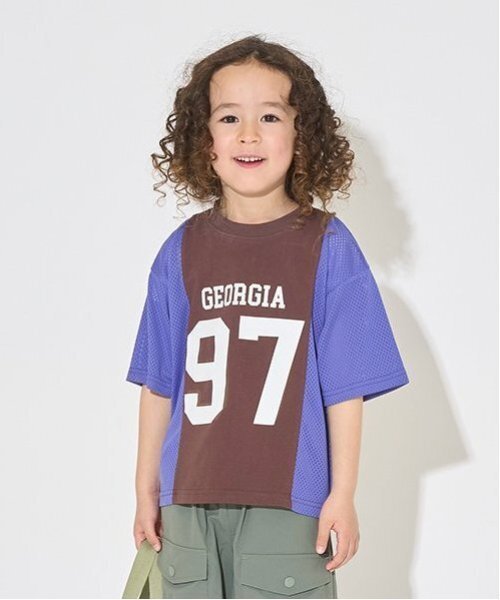 b・ROOM(ビールーム)の「【カイテキ天竺】バイカラービッグTシャツ【子供服】【キッズ】【男の子】【女の子】(Tシャツ/カットソー・キッズ・ホワイト系その他/パープル系その他/ダークブラウン/ターコイズブルー・140cm/120cm/150cm/100cm/110cm/130cm)」の1枚目の写真