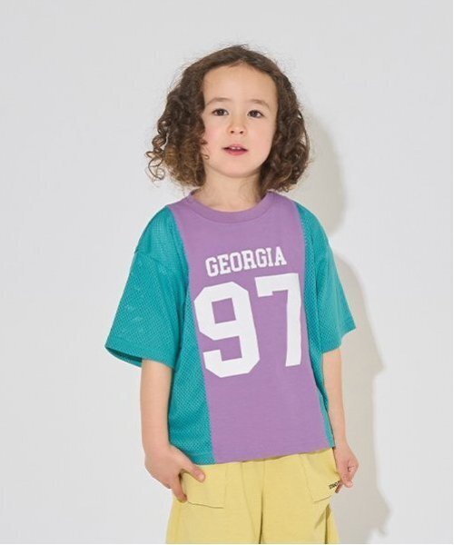 b・ROOM(ビールーム)の「【カイテキ天竺】バイカラービッグTシャツ【子供服】【キッズ】【男の子】【女の子】(Tシャツ/カットソー・キッズ・ホワイト系その他/パープル系その他/ダークブラウン/ターコイズブルー・140cm/120cm/150cm/100cm/110cm/130cm)」の4枚目の写真
