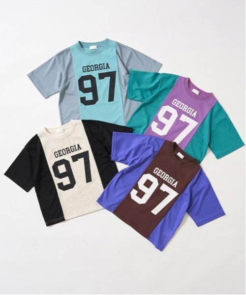 b・ROOM(ビールーム)の「【カイテキ天竺】バイカラービッグTシャツ【子供服】【キッズ】【男の子】【女の子】(Tシャツ/カットソー・キッズ・ホワイト系その他/パープル系その他/ダークブラウン/ターコイズブルー・140cm/120cm/150cm/100cm/110cm/130cm)」の15枚目の写真