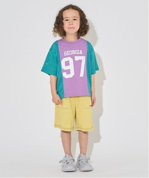 b・ROOM(ビールーム)の「【カイテキ天竺】バイカラービッグTシャツ【子供服】【キッズ】【男の子】【女の子】(Tシャツ/カットソー・キッズ・ホワイト系その他/パープル系その他/ダークブラウン/ターコイズブルー・140cm/120cm/150cm/100cm/110cm/130cm)」の6枚目の写真