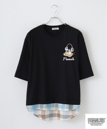 PEANUTS ヘッドフォン柄プリントレイヤード風Tシャツ