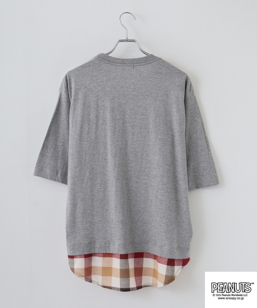 PEANUTS(ピーナッツ)の「PEANUTS ヘッドフォン柄プリントレイヤード風Tシャツ(Tシャツ/カットソー・メンズ・ホワイト/ブラック/杢グレー・S/M/L)」の12枚目の写真