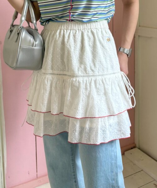HELLO.SANFRANCISCO（ハローサンフランシスコ）の「【HELLO.SANFRANCISCO】レースレイヤードスカート（スカート・レディース・ピンク/ホワイト/サックスブルー・ONE SIZE）」の2枚目の写真