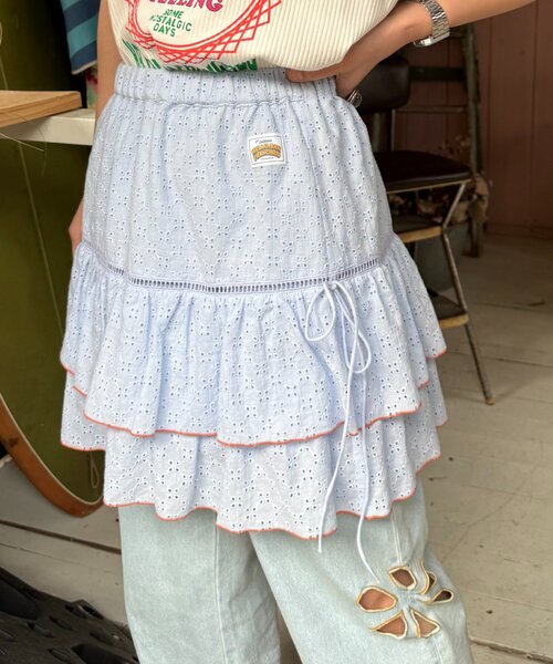 HELLO.SANFRANCISCO（ハローサンフランシスコ）の「【HELLO.SANFRANCISCO】レースレイヤードスカート（スカート・レディース・ピンク/ホワイト/サックスブルー・ONE SIZE）」の3枚目の写真
