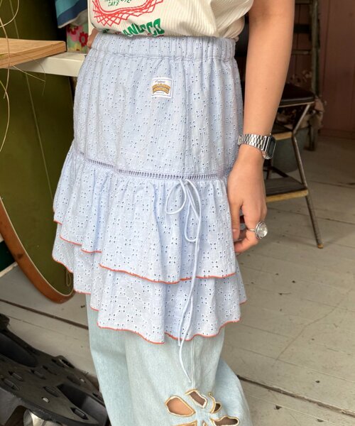 HELLO.SANFRANCISCO（ハローサンフランシスコ）の「【HELLO.SANFRANCISCO】レースレイヤードスカート（スカート・レディース・ピンク/ホワイト/サックスブルー・ONE SIZE）」の4枚目の写真