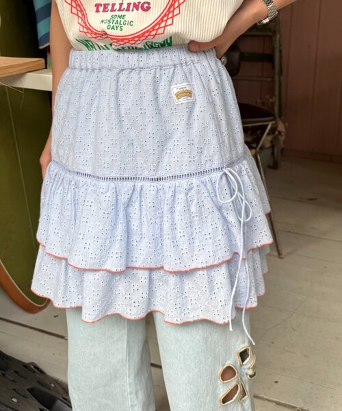 HELLO.SANFRANCISCO（ハローサンフランシスコ）の「【HELLO.SANFRANCISCO】レースレイヤードスカート（スカート・レディース・ピンク/ホワイト/サックスブルー・ONE SIZE）」の5枚目の写真